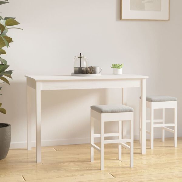 vidaXL Τραπεζαρία Λευκή 110 x 55 x 75 εκ. από Μασίφ Ξύλο Πεύκου