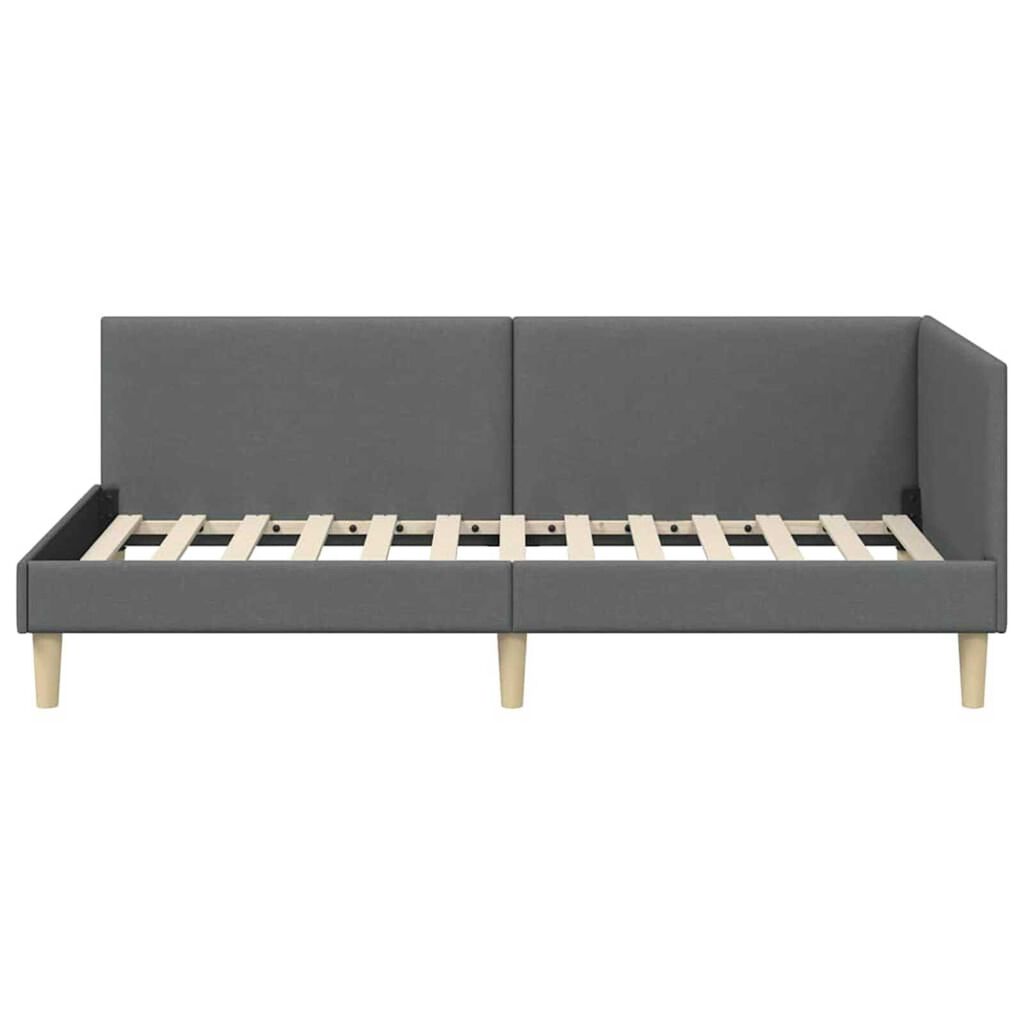 vidaXL Κρεβάτι Γωνίας Σκούρο γκρι 100 x 200 cm Ύφασμα και Έργο ξύλου
