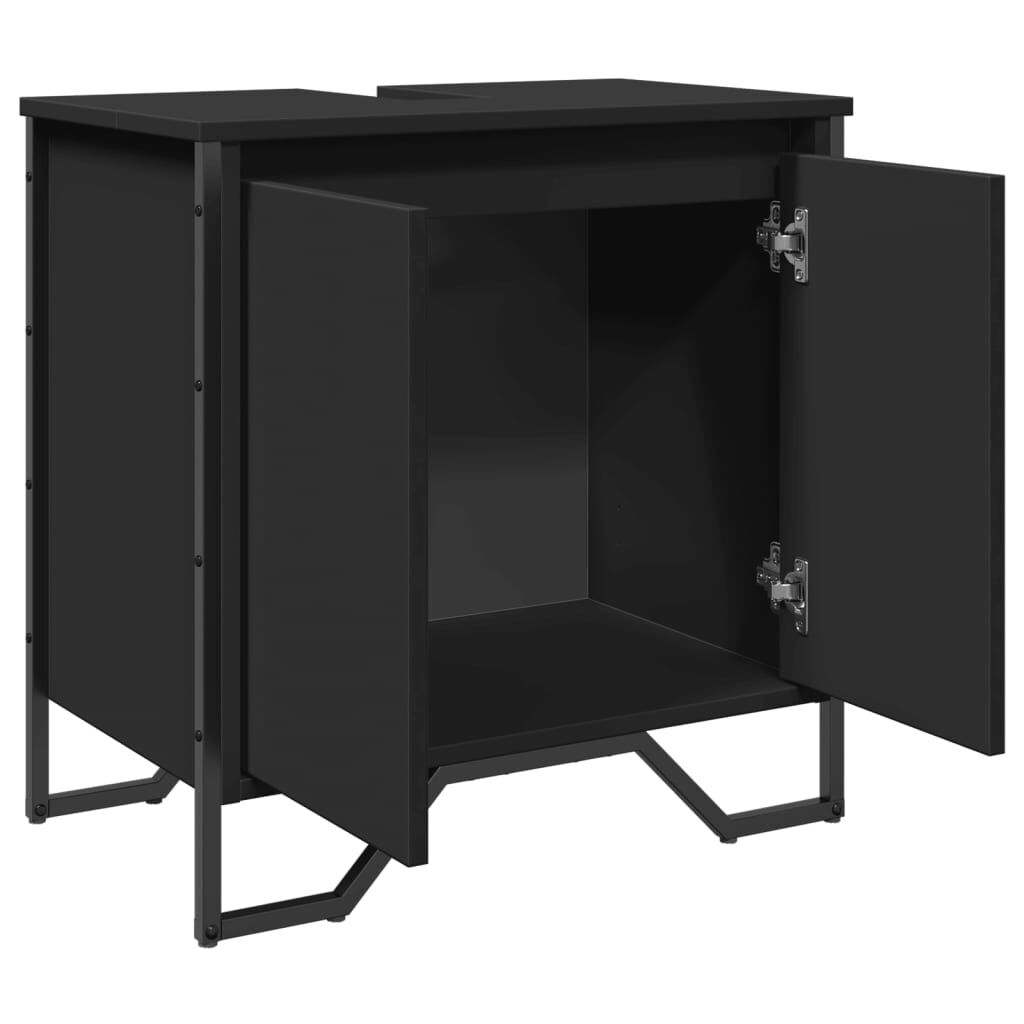 vidaXL Ντουλάπι Νιπτήρα Μπάνιου Μαύρο 60x35x60 εκ. Επεξεργασμένο Ξύλο