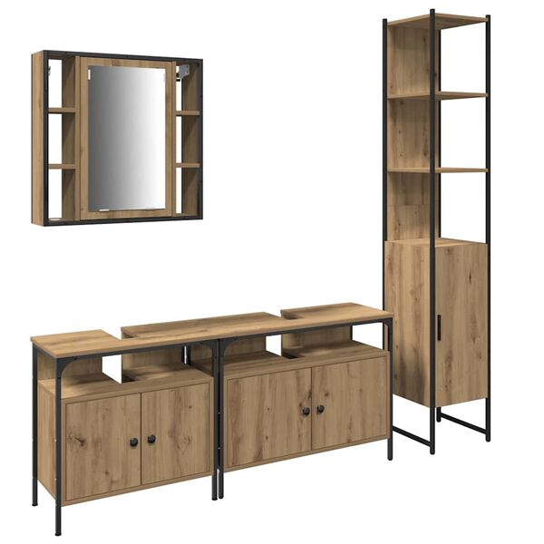 vidaXL Σετ Ντουλαπιών Μπάνιου 4 pcs artisan δρυς 33 x 33 x 185.5 εκ