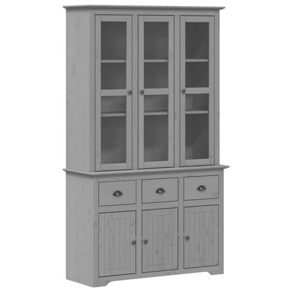 vidaXL Μπουφές BODO Γκρι 115,5x43x200,5 εκ. από Μασίφ Ξύλο Πεύκου
