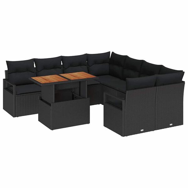 vidaXL Σέτ φαγητού για κήπο 9 pcs Μαύρο και Καφέ 100 x 55 x 73 εκ