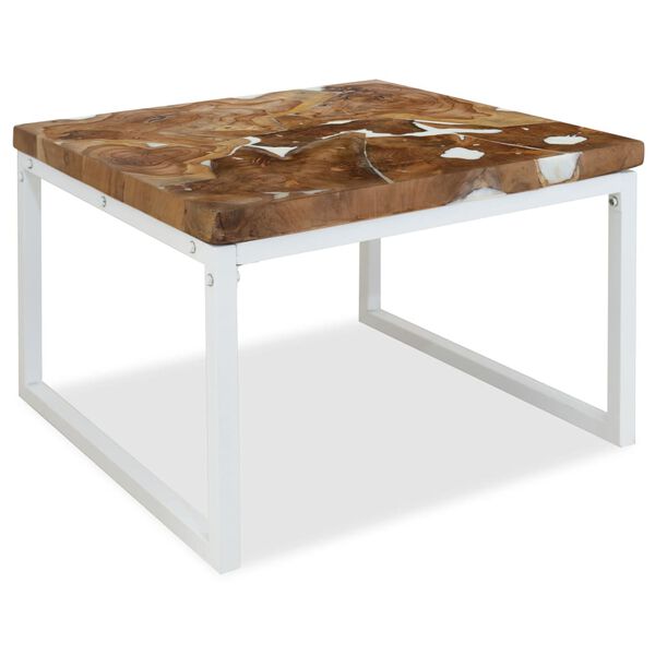 vidaXL Τραπεζάκι Σαλονιού 60 x 60 x 40 εκ. από Ξύλο Teak και Ρητίνη