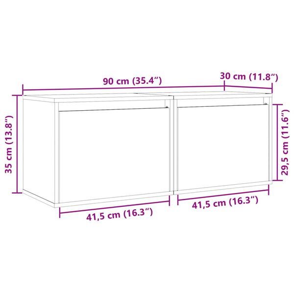 vidaXL Ντουλάπια Τοίχου 2 τεμ. Λευκά 45x30x35 εκ από Μασίφ Ξύλο Πεύκου