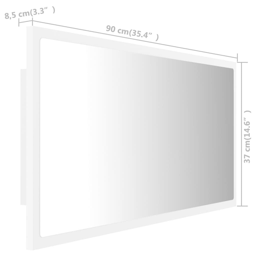 vidaXL Καθρέφτης Μπάνιου με LED Λευκός 90 x 8,5 x 37 εκ. Ακρυλικός
