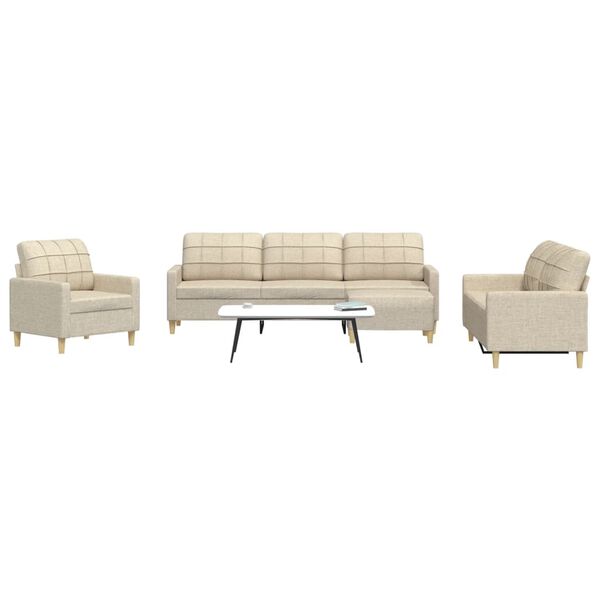 vidaXL Πολυθρόνες Σετ 4 Τεμαχίων Κρεμ από Ύφασμα με Υποπόδια