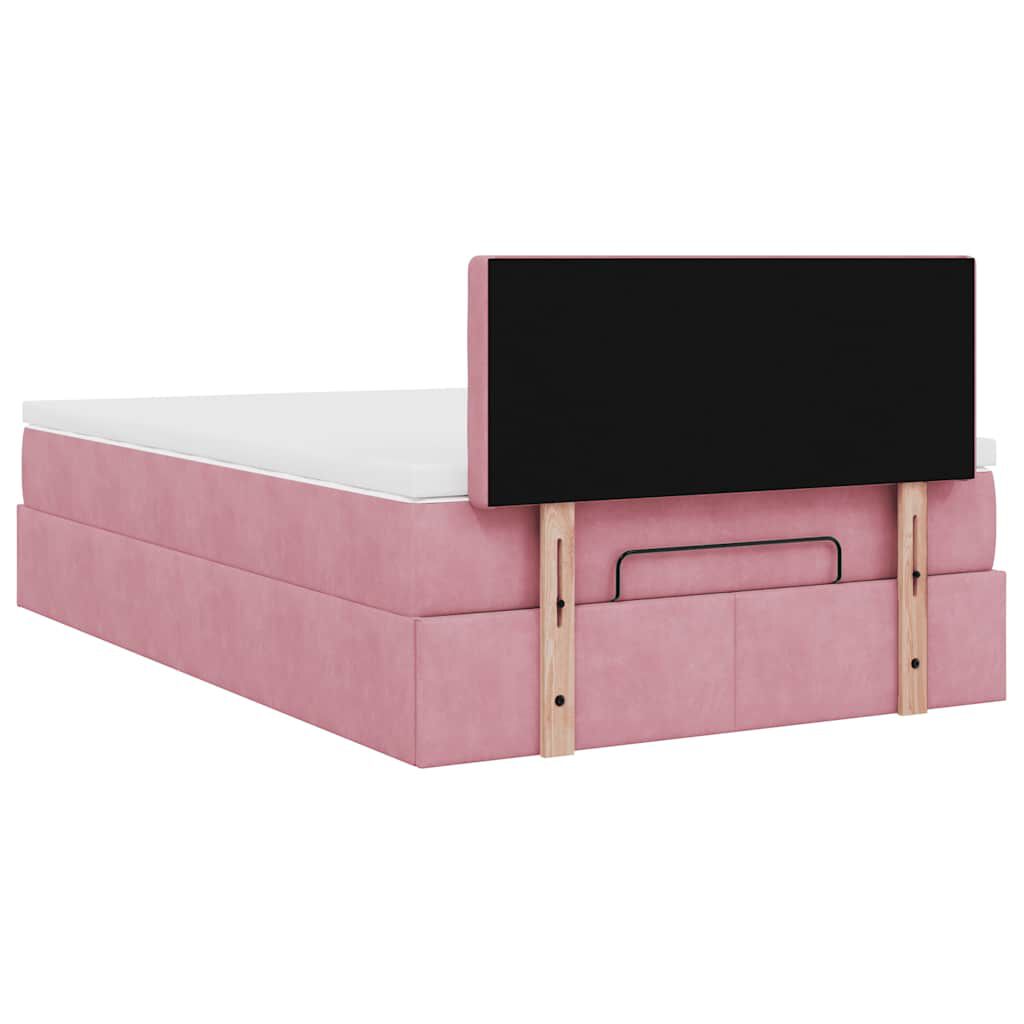 vidaXL Οθωμανικό κρεβάτι με στρώμα ροζ 120x200cm Velvet