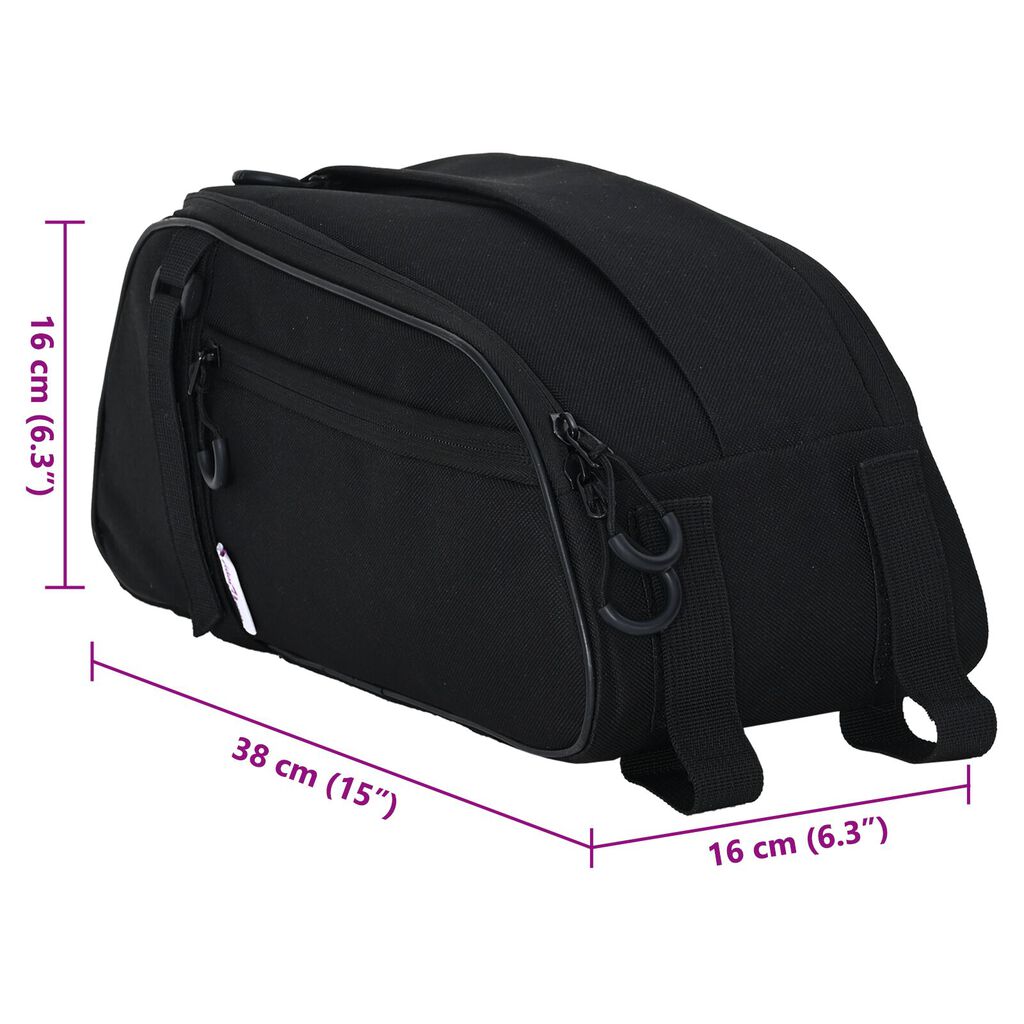 vidaXL Τσάντα Ποδηλάτου για Ράγα Pannier 8 L Μαύρη 38x16x16 εκ.