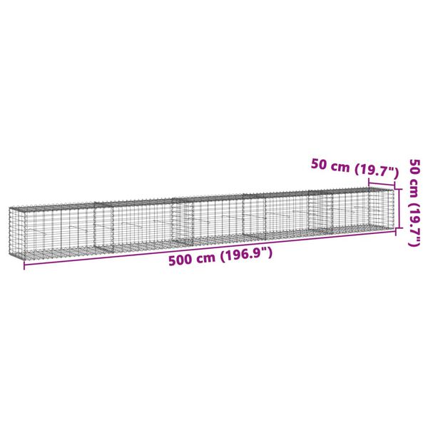 vidaXL Συρματοκιβώτιο με Κάλυμμα 500x50x50 εκ. από Γαλβανισμένο Χάλυβα
