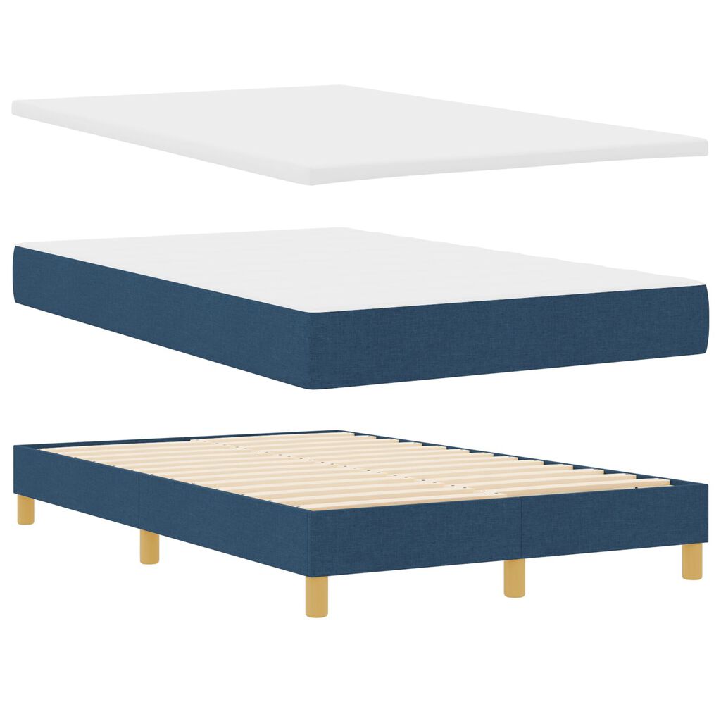 vidaXL Κρεβάτι Box Spring με Στρώμα Μπλε 120x200 εκ Ύφασμα