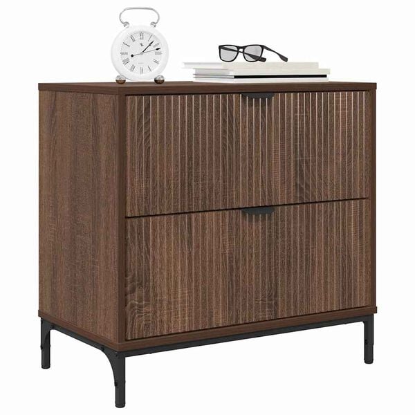 vidaXL Κομοδίνο Καφέ δρυς 63.5 x 36 x 61 εκ Επεξεργασμένο ξύλο