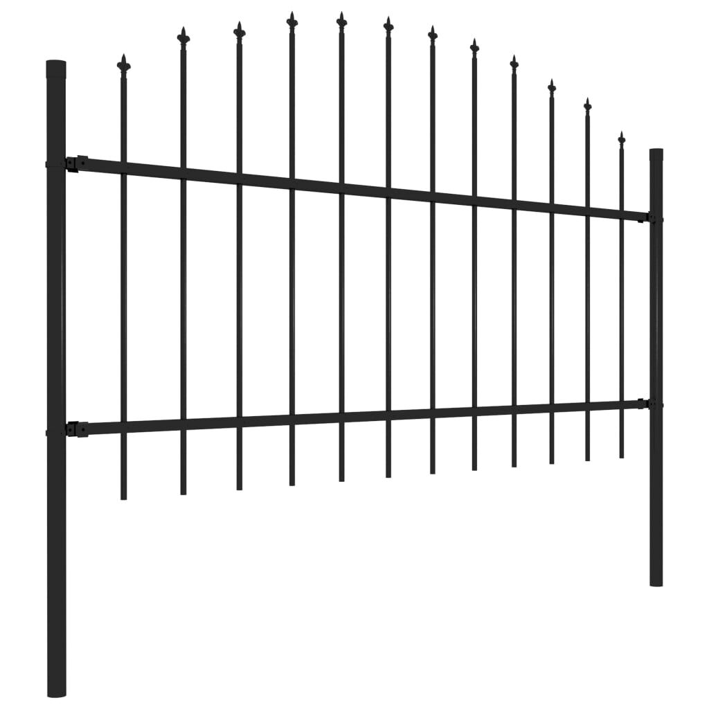 vidaXL Κάγκελα Περίφραξης με Λόγχες Μαύρα (1-1,25) x 3,4 μ. Ατσάλινα