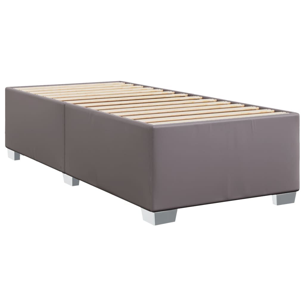vidaXL Κρεβάτι Boxspring με Στρώμα Γκρι 90x200 εκ. από Συνθετικό Δέρμα