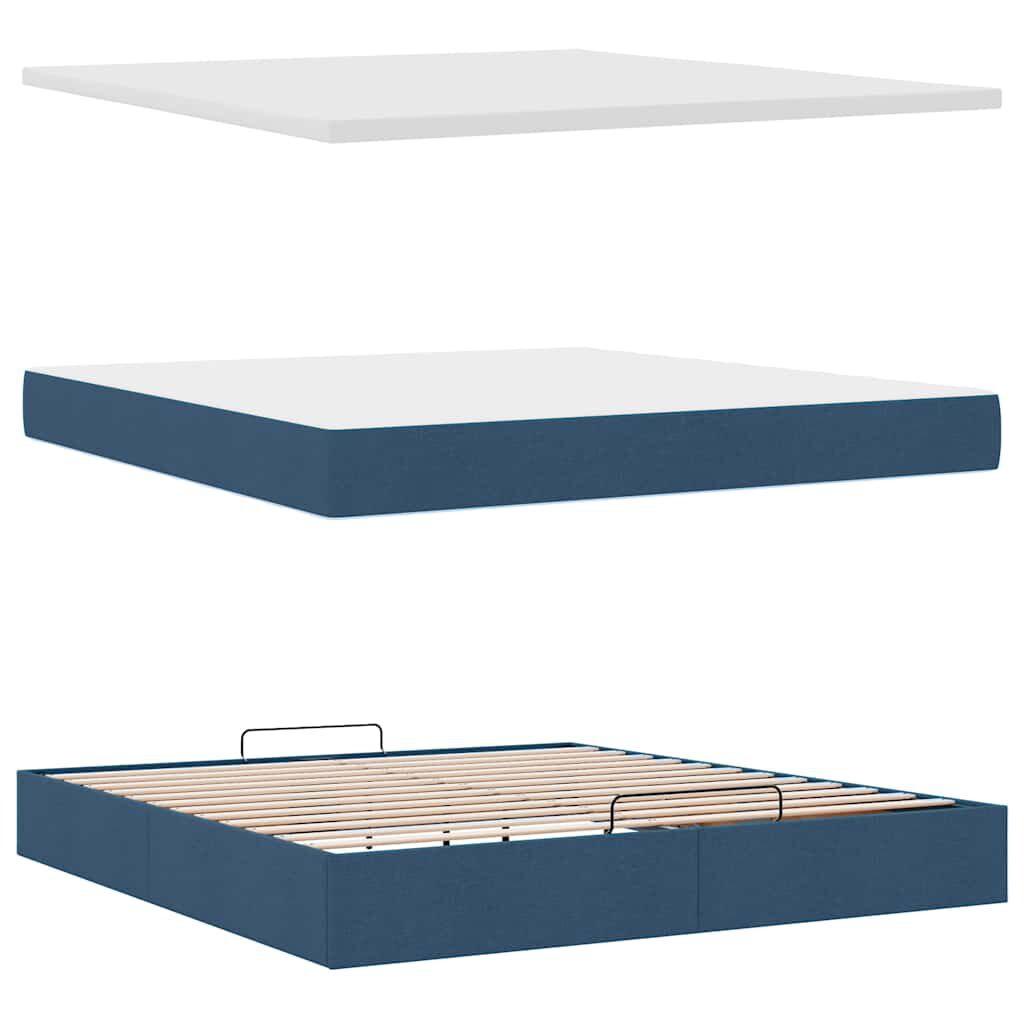 vidaXL Οθωμανικό κρεβάτι με στρώμα μπλε 160x200cm ύφασμα