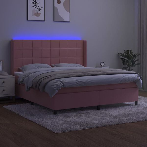 vidaXL &Kappa;&rho;&epsilon;&beta;ά&tau;&iota; Boxspring &mu;&epsilon; &Sigma;&tau;&rho;ώ&mu;&alpha; & LED &Rho;&omicron;&zeta; 180x200 &epsilon;&kappa;. &Beta;&epsilon;&lambda;&omicron;ύ&delta;&iota;&nu;&omicron;