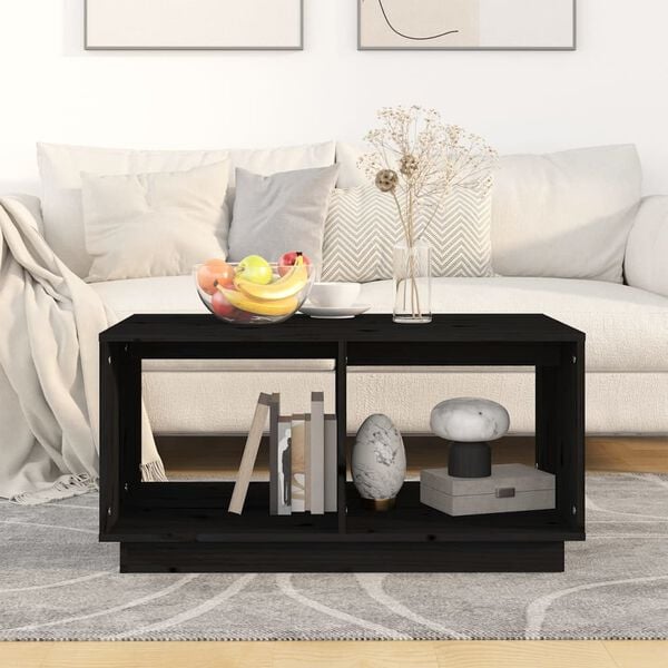 vidaXL Τραπεζάκι Σαλονιού Μαύρο 80x50x40εκ. από Μασίφ Ξύλο Πεύκου