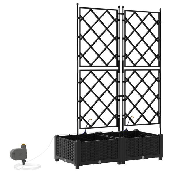 vidaXL Ζαρντινιέρες κήπου Μαύρο 80 x 40 x 126 cm Ατσάλι