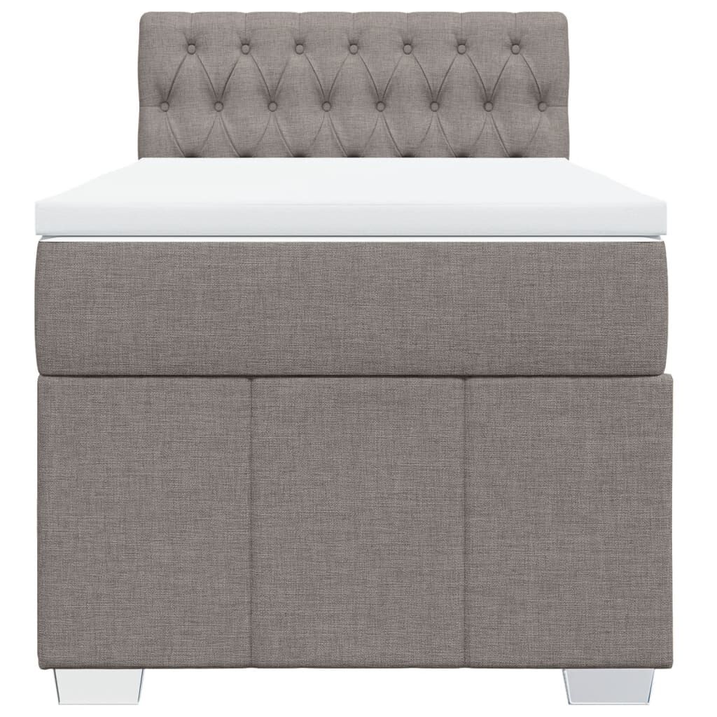vidaXL Κρεβάτι Boxspring με Στρώμα Taupe 90x200 εκ. Υφασμάτινο