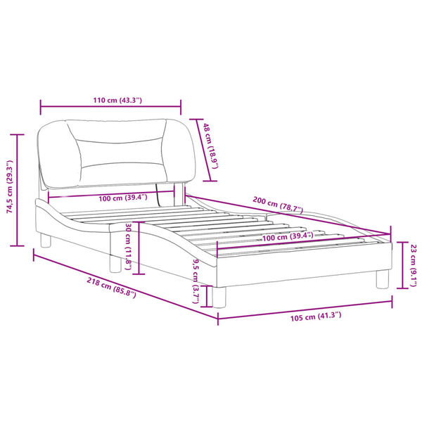 vidaXL Πλαίσιο Κρεβατιού με LED Καπουτσίνο 100x200 εκ. Συνθετικό Δέρμα