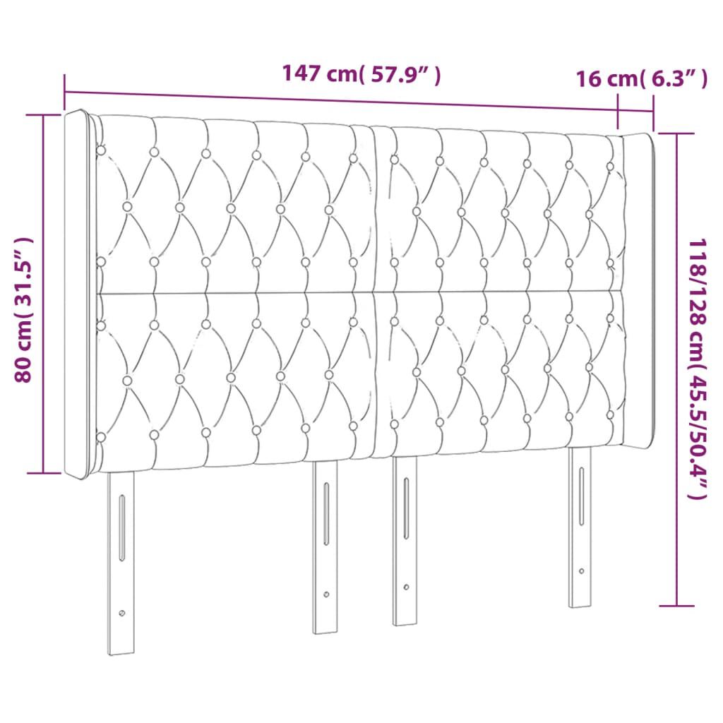 vidaXL Κεφαλάρι Κρεβατιού LED Σκούρο Γκρι 147x16x118/128εκ. Υφασμάτινο