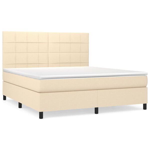 vidaXL &Kappa;&rho;&epsilon;&beta;ά&tau;&iota; Boxspring &mu;&epsilon; &Sigma;&tau;&rho;ώ&mu;&alpha; &Kappa;&rho;&epsilon;&mu; 160x200 &epsilon;&kappa;. &Upsilon;&phi;&alpha;&sigma;&mu;ά&tau;&iota;&nu;&omicron;
