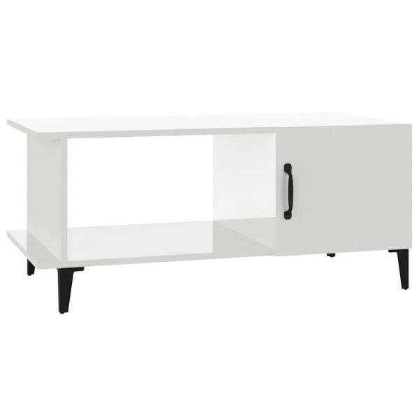 vidaXL Τραπεζάκι Σαλονιού Γυαλ. Λευκό 90x50x40 εκ. Επεξεργ. Ξύλο