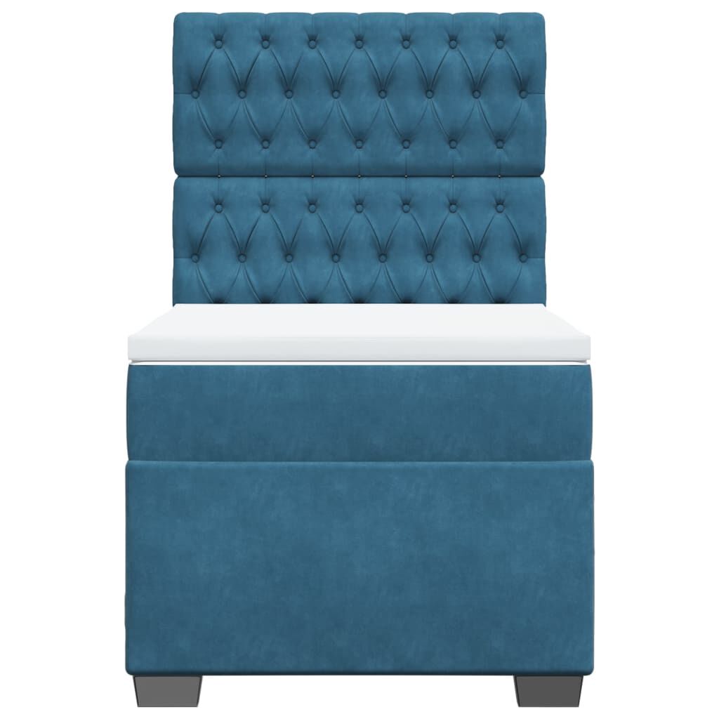 vidaXL Κρεβάτι Boxspring με Στρώμα Μπλε 80 x 200 εκ. Βελούδινο