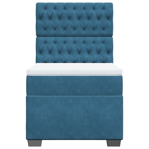 vidaXL Κρεβάτι Boxspring με Στρώμα Μπλε 80 x 200 εκ. Βελούδινο