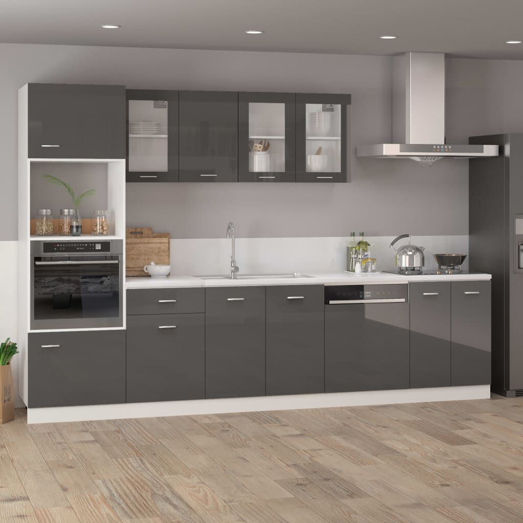 vidaXL Πρόσοψη Πλυντηρίου Πιάτων Lyon Γυαλ. Γκρι 59,5x3x67εκ.