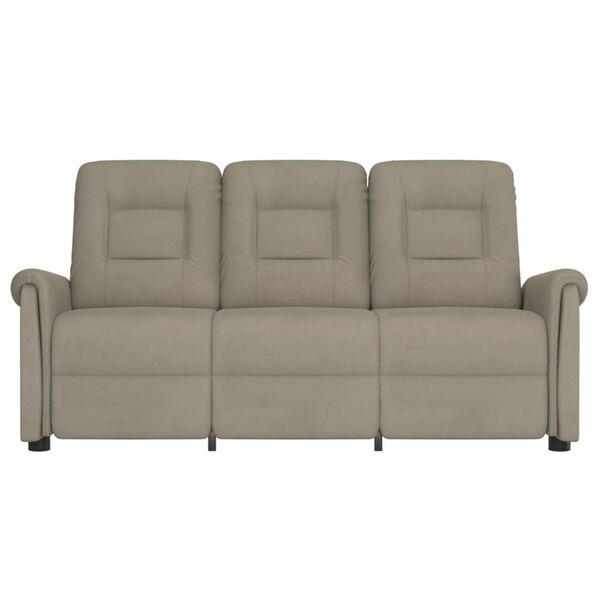 vidaXL Πολυθρόνα Μασάζ Τριθέσια Ανακλινόμενη Αν. Γκρι Ύφασμα Μικροϊνών