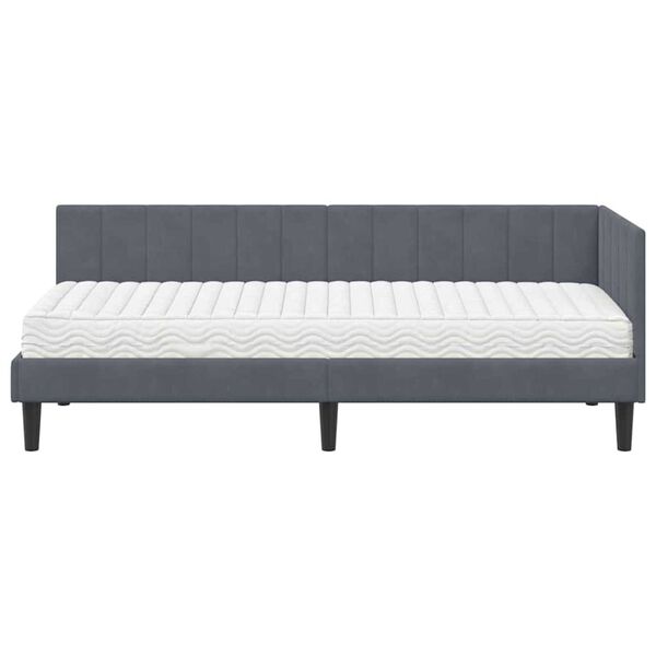 vidaXL Κρεβάτι Γωνίας με στρώμα Σκούρο γκρι 80 x 200 cm Βελούδο
