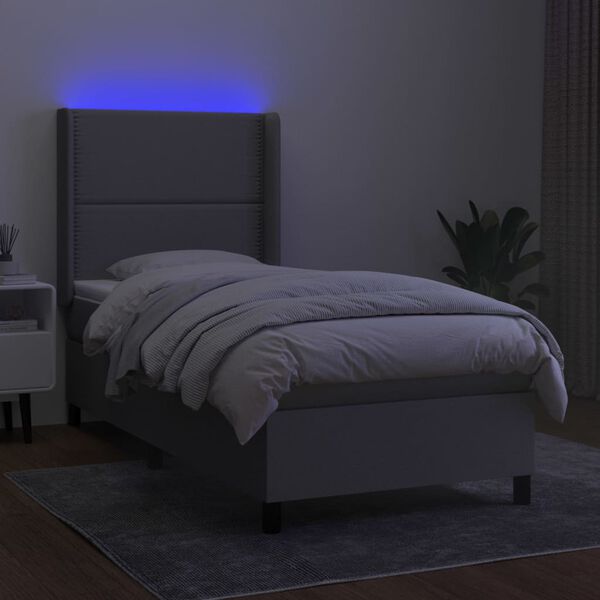 vidaXL &Kappa;&rho;&epsilon;&beta;ά&tau;&iota; Boxspring &mu;&epsilon; &Sigma;&tau;&rho;ώ&mu;&alpha; & LED &Alpha;&nu;.&Gamma;&kappa;&rho;&iota; 90x200 &epsilon;&kappa;. &Upsilon;&phi;&alpha;&sigma;&mu;ά&tau;&iota;&nu;&omicron;