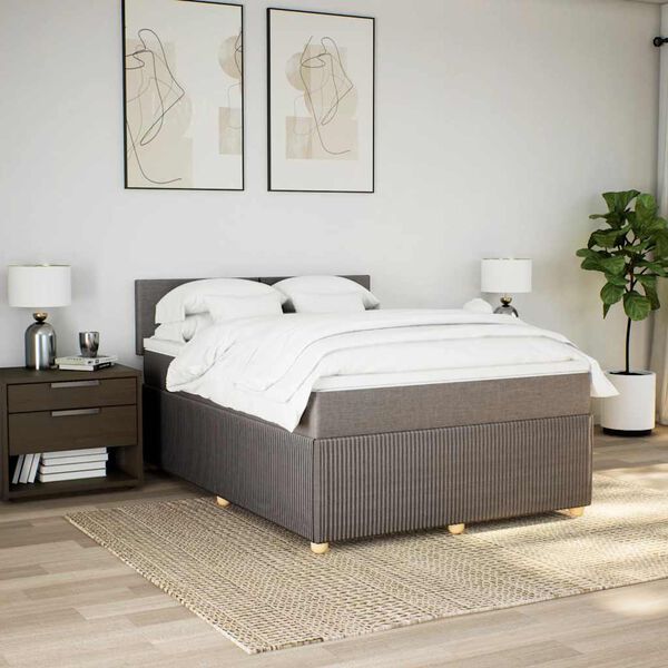vidaXL &Kappa;&rho;&epsilon;&beta;ά&tau;&iota; Boxspring &mu;&epsilon; &Sigma;&tau;&rho;ώ&mu;&alpha; Taupe 140x200 &epsilon;&kappa;. &Upsilon;&phi;&alpha;&sigma;&mu;ά&tau;&iota;&nu;&omicron;