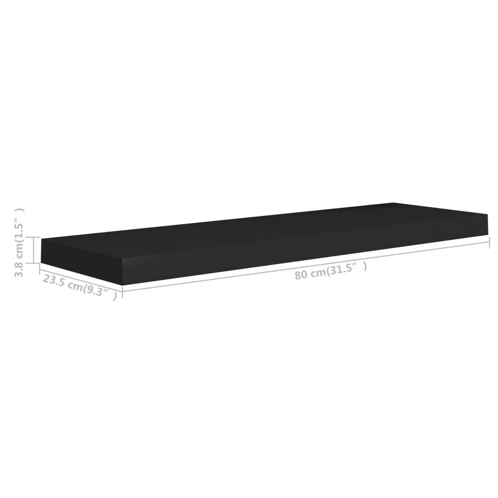 vidaXL Ράφια Τοίχου 4 τεμ. Μαύρα 80x23,5x3,8 εκ. MDF
