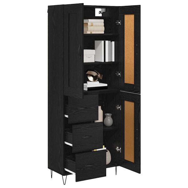 vidaXL Highboard &Mu;&alpha;ύ&rho;&eta; &Omicron;&xi;&upsilon;ά 69,5 x 34 x 180 &epsilon;&kappa;. &Epsilon;&pi;&epsilon;&xi;&epsilon;&rho;&gamma;&alpha;&sigma;&mu;έ&nu;&omicron; &xi;ύ&lambda;&omicron;