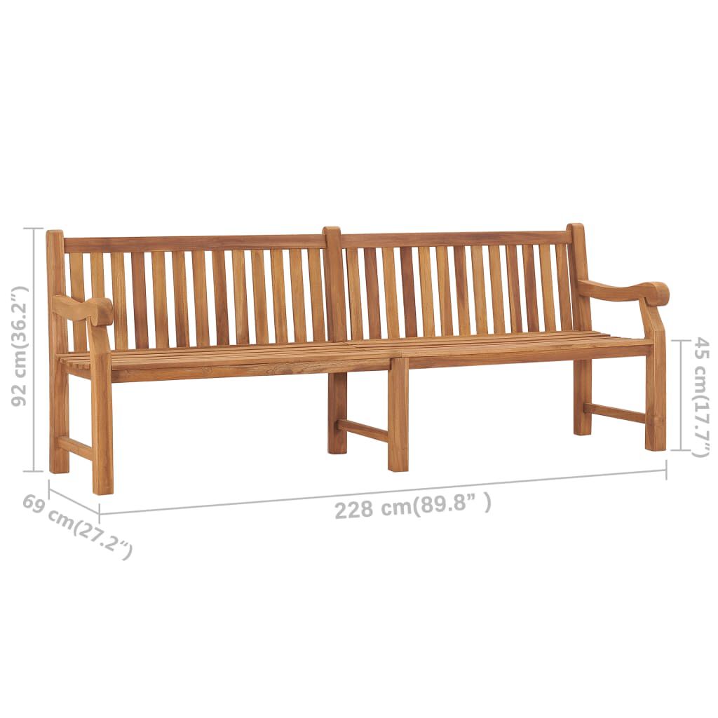 vidaXL Παγκάκι Κήπου 228 εκ. από Μασίφ Ξύλο Teak