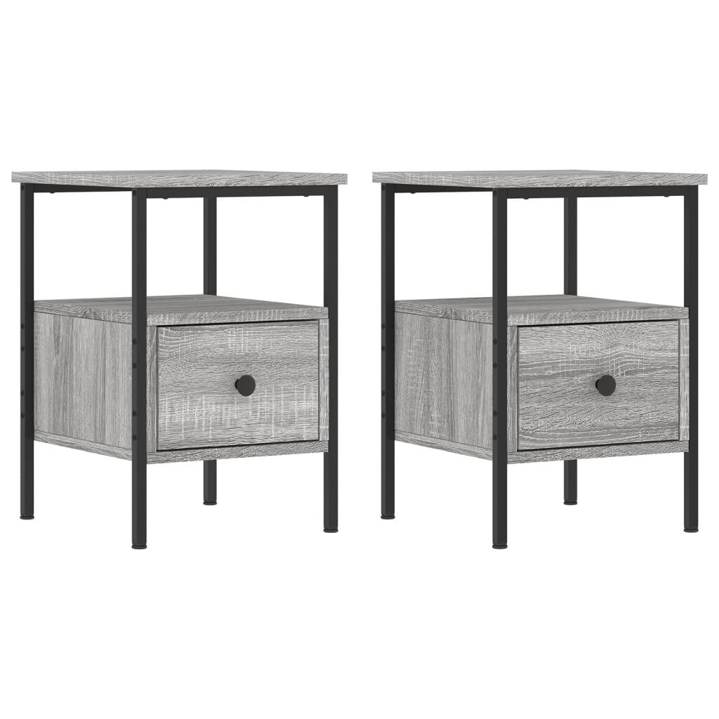 vidaXL Κομοδίνα 2 τεμ. Γκρι Sonoma 34 x 36 x 50 εκ. Επεξεργασμένο Ξύλο