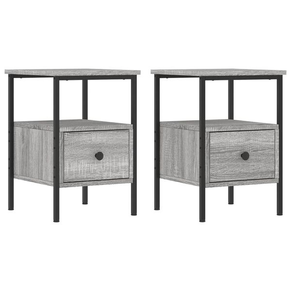 vidaXL Κομοδίνα 2 τεμ. Γκρι Sonoma 34 x 36 x 50 εκ. Επεξεργασμένο Ξύλο