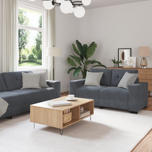 vidaXL Σετ Καναπέ με μαξιλάρι 3 pcs Γκρι 221 x 78 x 80 εκ Βελούδο
