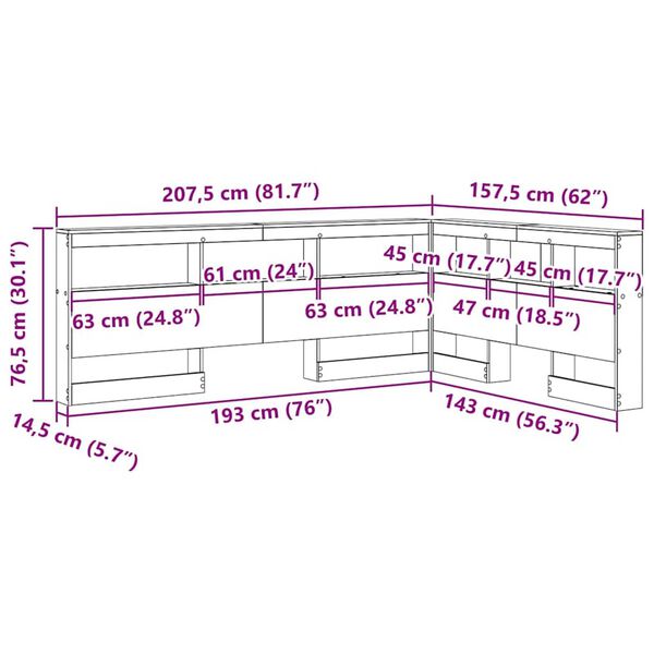 vidaXL Κεφαλάρι Αποθήκης με ράφι Sonoma Δρυς 140 cm Επεξεργασμένο ξύλο