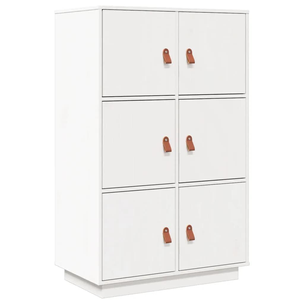 vidaXL Ντουλάπι Ψηλό Λευκό 67 x 40 x 108,5 εκ. από Μασίφ Ξύλο Πεύκου