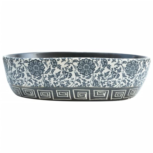 vidaXL Νιπτήρας Οβάλ Μαύρος και Μπλε 47x33x13 εκ. Κεραμικός