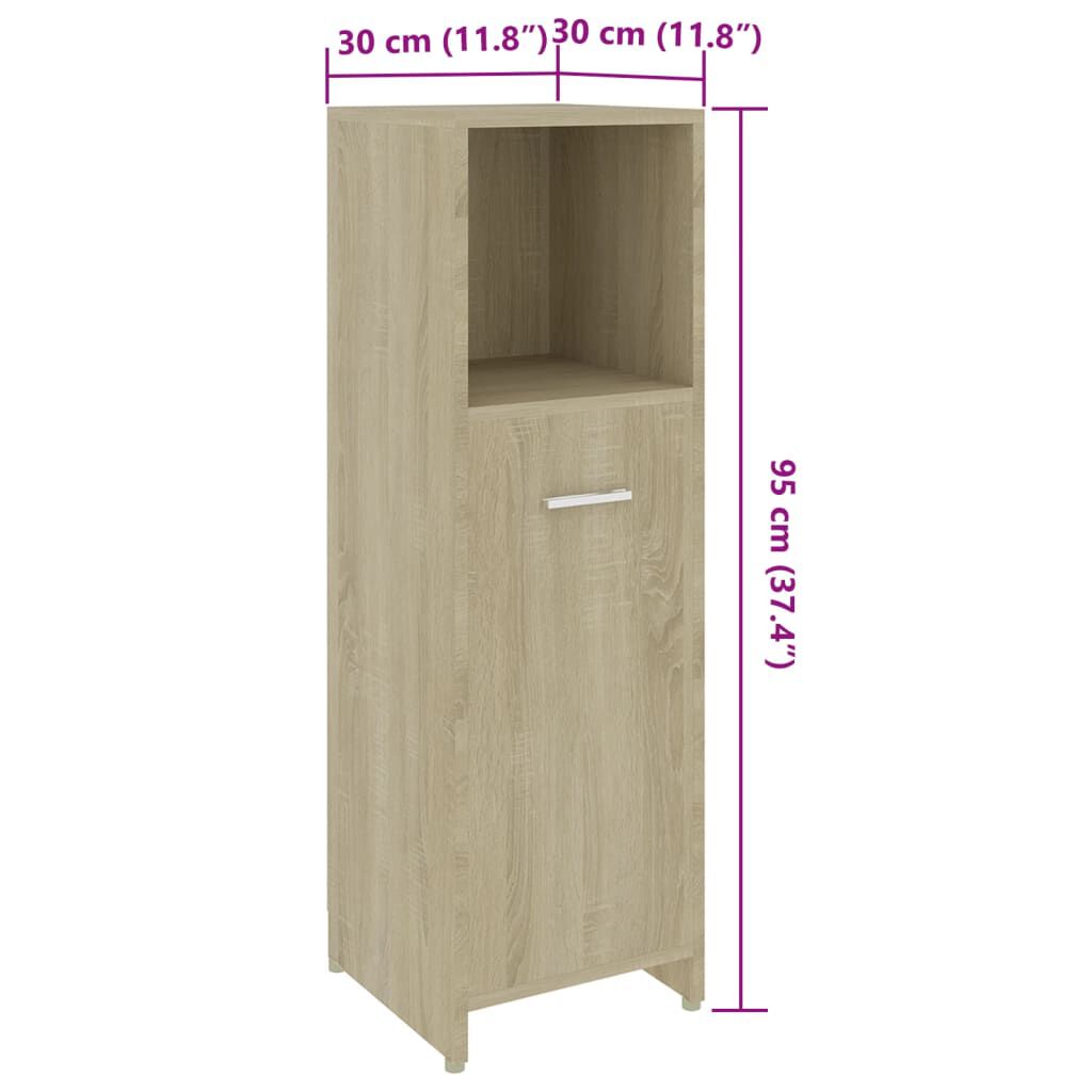 vidaXL Στήλη Μπάνιου Sonoma Δρυς 30 x 30 x 95 εκ. Επεξεργασμένο Ξύλο