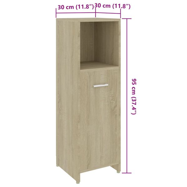 vidaXL Στήλη Μπάνιου Sonoma Δρυς 30 x 30 x 95 εκ. Επεξεργασμένο Ξύλο
