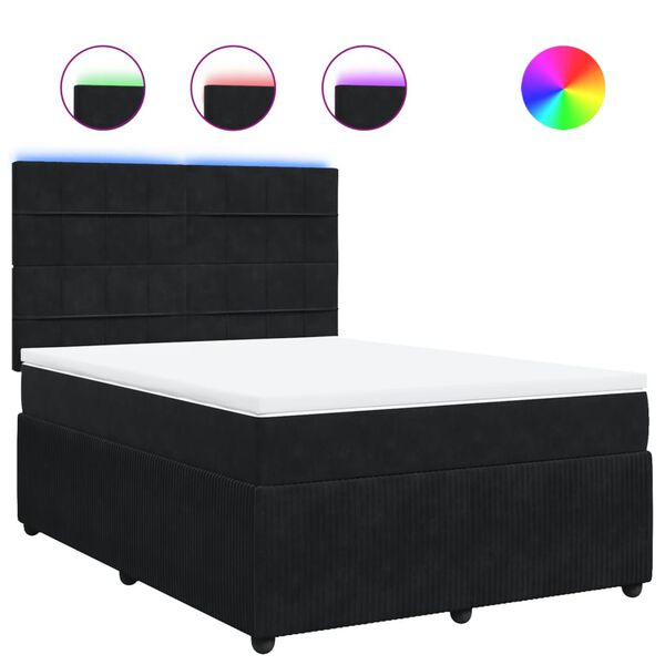 vidaXL Κρεβάτι Boxspring με Στρώμα Μαύρο 160x200 εκ. Βελούδινο
