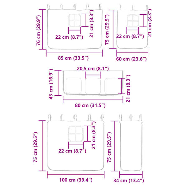 vidaXL Κουκέτα με Κουρτίνες Ροζ 80 x 200 εκ. Μασίφ Ξύλο Πεύκου