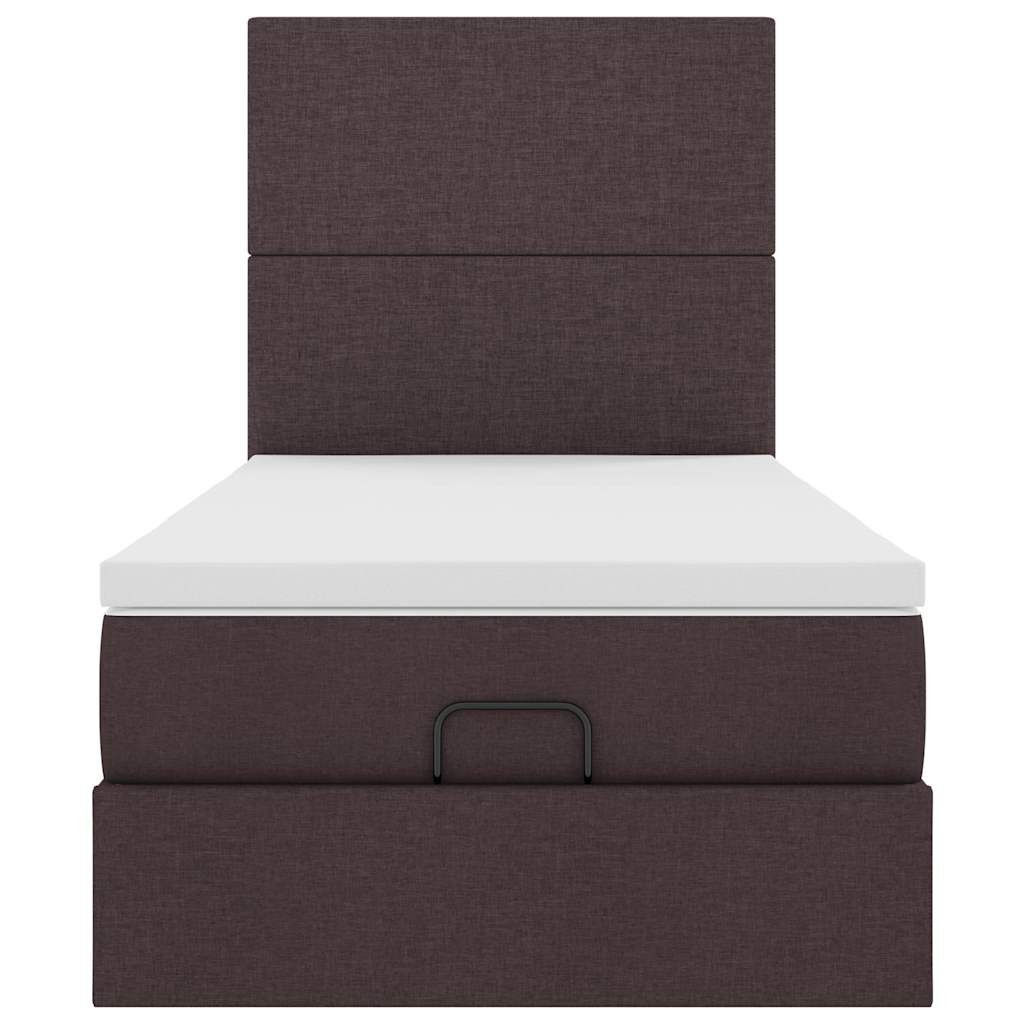 vidaXL Οθωμανικό κρεβάτι με στρώμα σκούρο καφέ 90x190cm ύφασμα