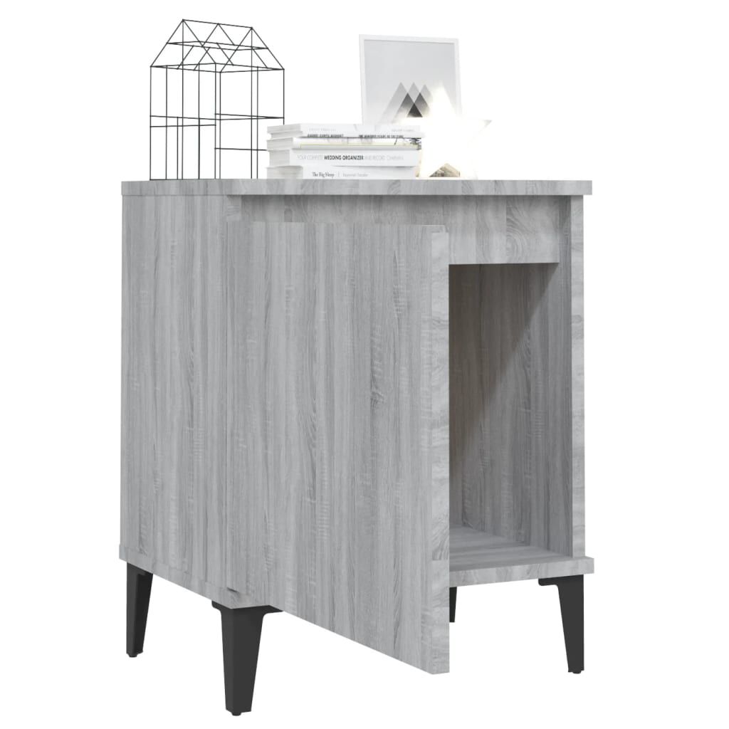 vidaXL Κομοδίνο Γκρι Sonoma 40 x 30 x 50 εκ. με Μεταλλικά Πόδια