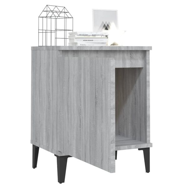 vidaXL Κομοδίνο Γκρι Sonoma 40 x 30 x 50 εκ. με Μεταλλικά Πόδια