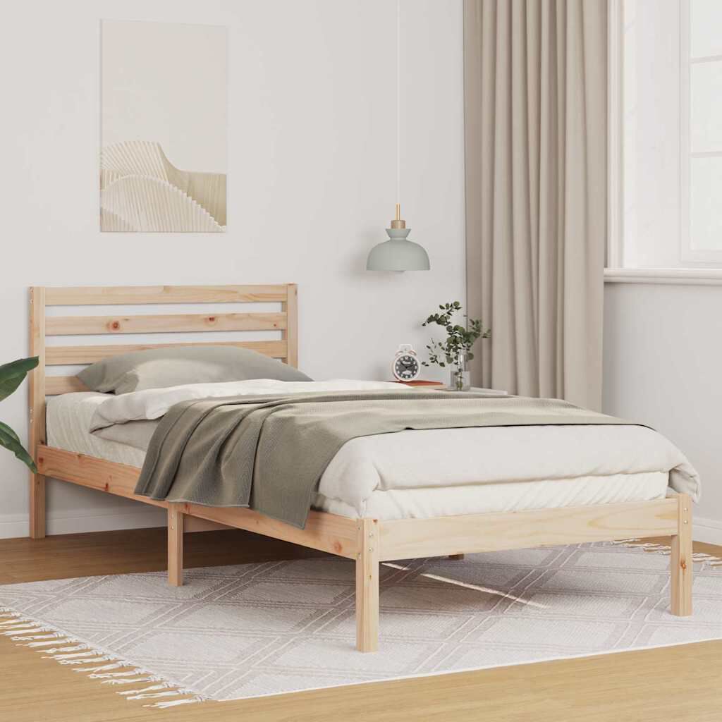 vidaXL Σκελετός Κρεβατιού Καφέ 100 x 220 cm Μασίφ ξύλο πεύκου
